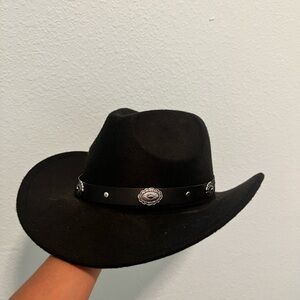 Black suede cowboy hat